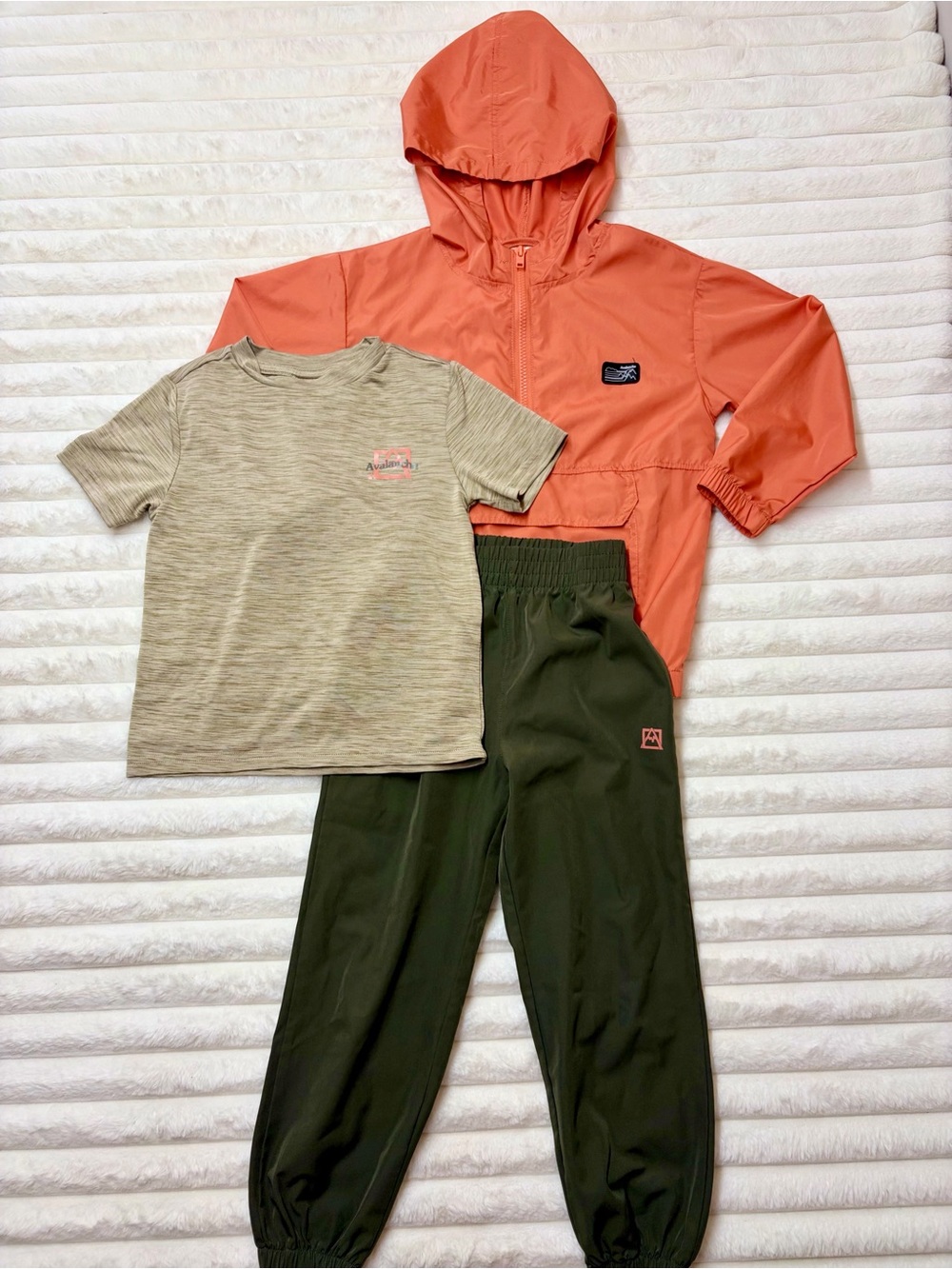Avalanche 3 Piece Bundle Set Coral Lightweight Hooded Shell Olive Green Pants